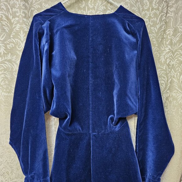 Norma Kamali avant-garde vintage couture 1980s sapphire velvet peplum jacket - Picture 7 of 10